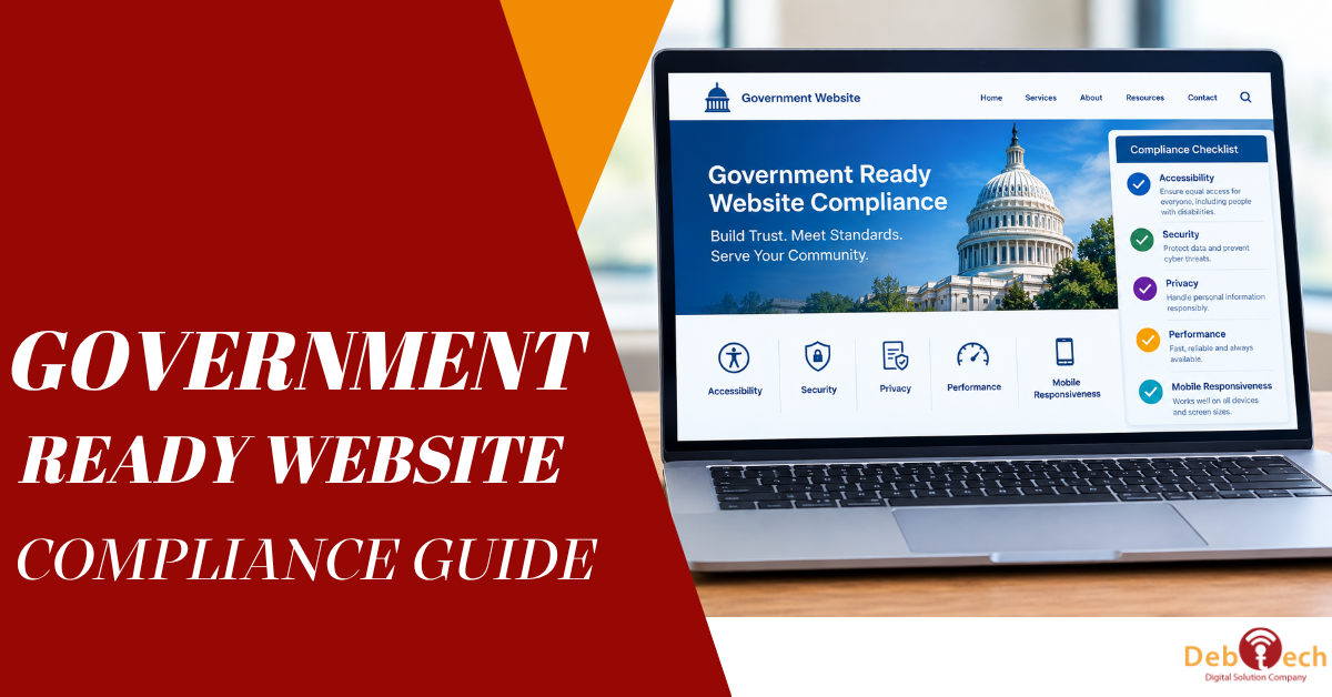 government ready website, website compliance guide, government website compliance, website accessibility, Section 508 compliance, WCAG accessibility, website security, government website requirements, government contractor website, website privacy compliance, secure website development, accessible website design, Debtech LLC