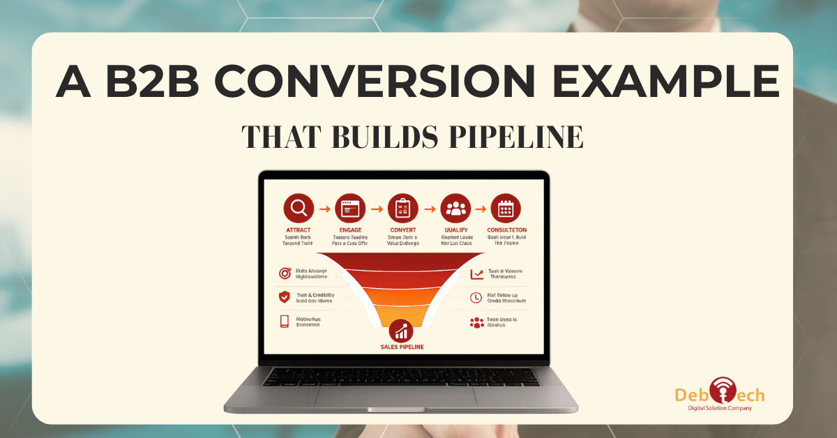 B2B conversion example, B2B conversion optimization, B2B lead generation, B2B landing page, B2B marketing strategy, conversion rate optimization, qualified leads, sales pipeline, lead conversion, B2B digital marketing, landing page optimization, lead generation strategy