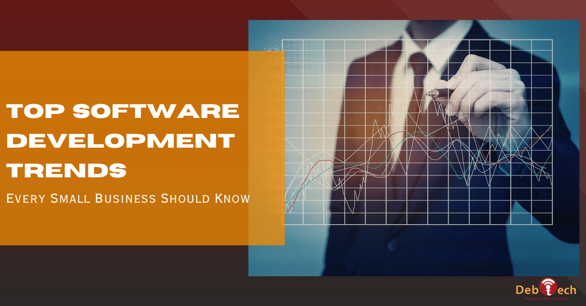 software development trends, small business technology trends, AI in business, cloud applications, mobile-first development, cybersecurity, low-code platforms, progressive web apps, API development, digital marketing trends