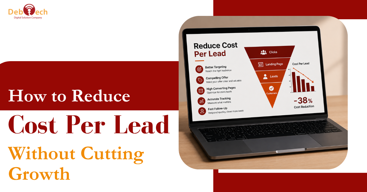 how to reduce cost per lead, reduce cost per lead, lower CPL, improve lead quality, lead generation strategies, landing page optimization, conversion rate optimization, digital marketing strategy, PPC optimization, paid advertising tips, lead generation for small business, improve conversion rate, cost per qualified lead, website conversion optimization, marketing ROI, lead tracking, local lead generation, digital marketing agency, Ashburn VA digital marketing, Debtech LLC