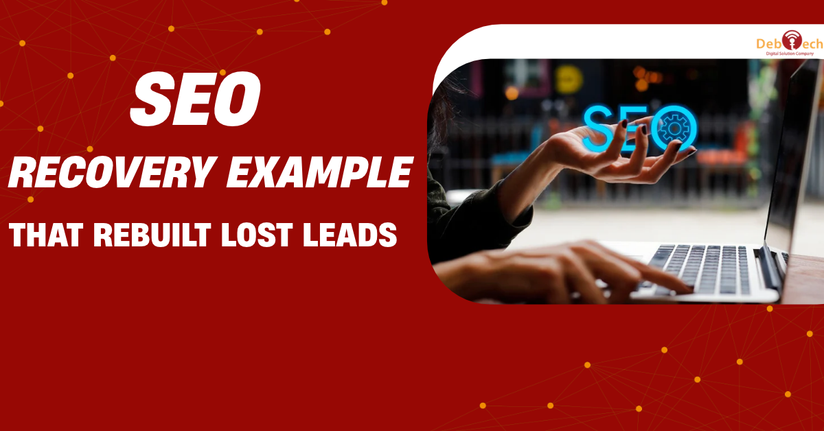 SEO recovery example, SEO recovery, lost organic traffic, recover SEO rankings, SEO traffic recovery, organic lead recovery, SEO audit, technical SEO, website redesign SEO, local SEO recovery, SEO services Ashburn VA, SEO company Northern Virginia