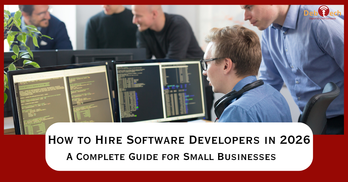 hire software developers 2026, hire developers for small business, software development company, custom software development, hire remote developers, SaaS development services, web application development, software developers hiring guide, small business software solutions, offshore development team, hire programmers, scalable software development, tech hiring trends 2026, AI developers hiring, DebTech LLC