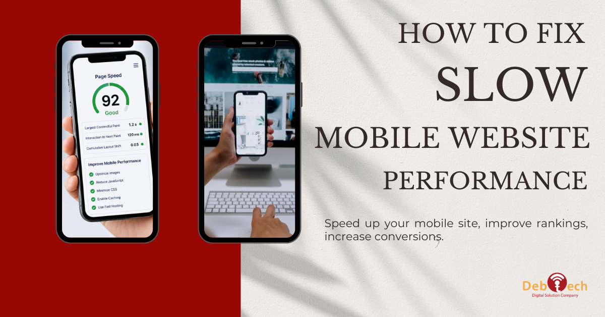 how to fix slow mobile website performance, mobile website speed optimization, improve mobile website speed, Core Web Vitals optimization, mobile page speed, website performance optimization, mobile SEO, website loading speed, website speed optimization services, responsive website performance, website development Ashburn VA, web development Northern Virginia, Debtech LLC